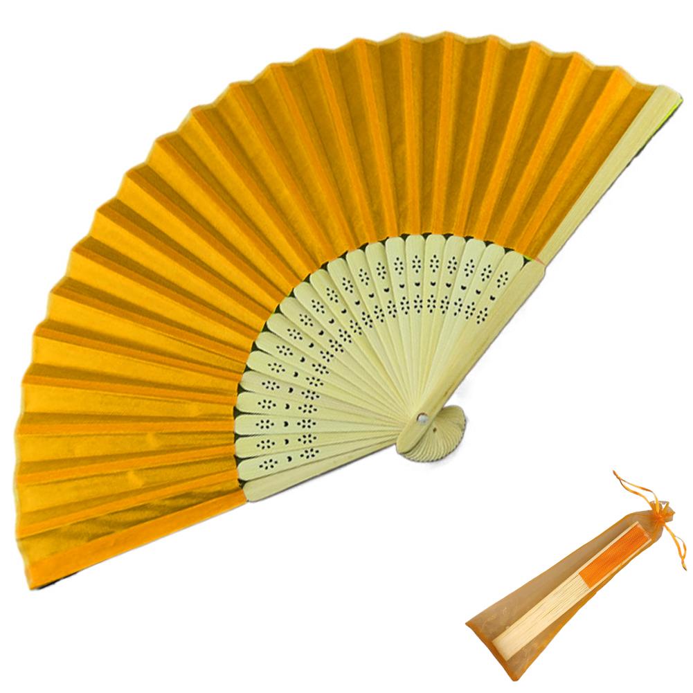 Bamboo Silk Folding Fans, Fabric Handheld Accordion Fans, Vintage Decorative Fans for Dance, Performance, Party, Wedding Decor
