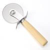 Stainless Steel Pizza Cutter with Wooden Handle - Single Wheel Pizza Roller and Pie Divider Baking Tool