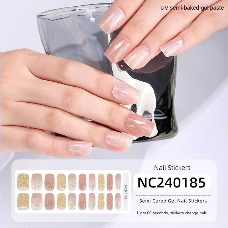 New Hot Stamping Laser Gel Nail Stickers French Nail Polish Glue Semi-cured Gel Nail Stickers
