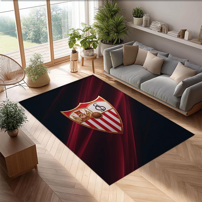 Sevilla FC Soccer Football Pattern Soft Area Rug Non Slip Indoor Floor Carpet Sports Decor Mat for Bedroom