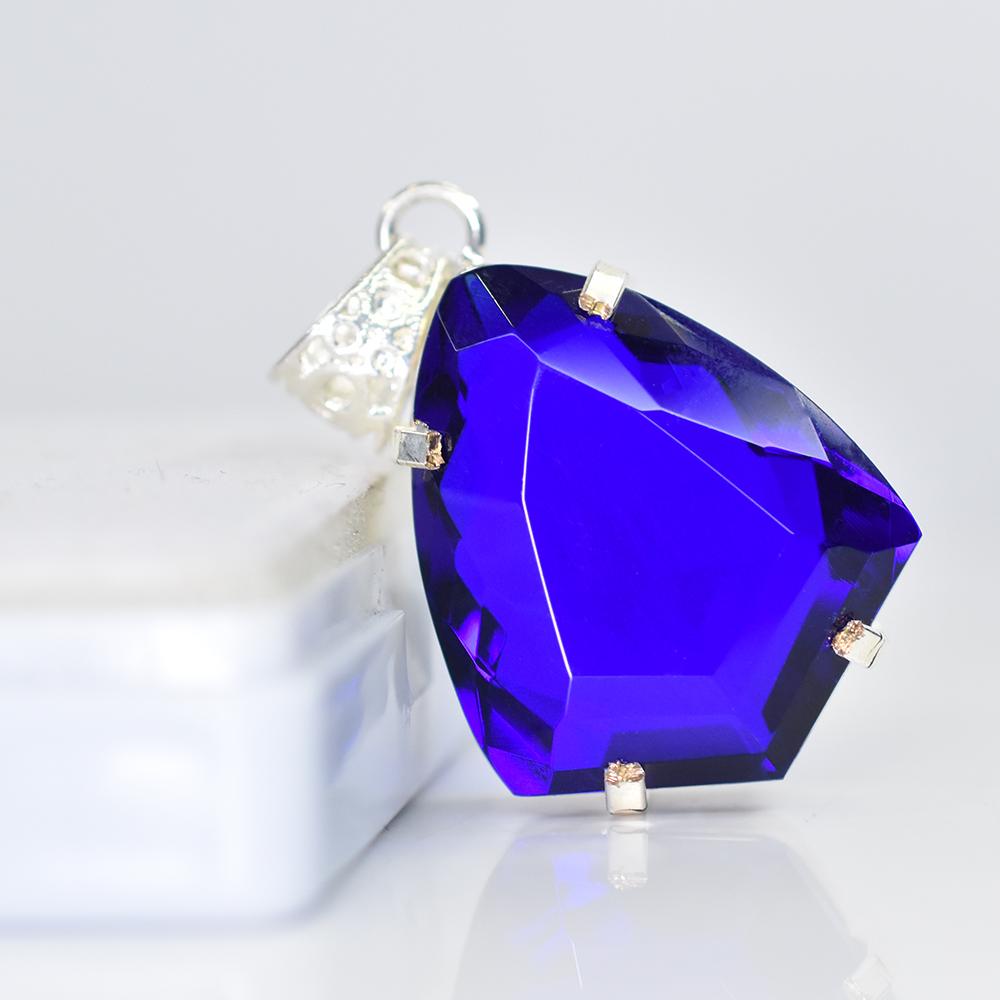 A Grade 63.3 Ct CERTIFIED Tanzanite 925 Sterling Silver Fancy Pendant Jewelry MY-PD-134-NS