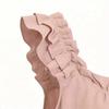 2026 Summer Women's Sleeveless Spandex Ruffle Patchwork Sports Set - Japanese Korean Style Five-Point Pants, Solid Color Casual Outfit