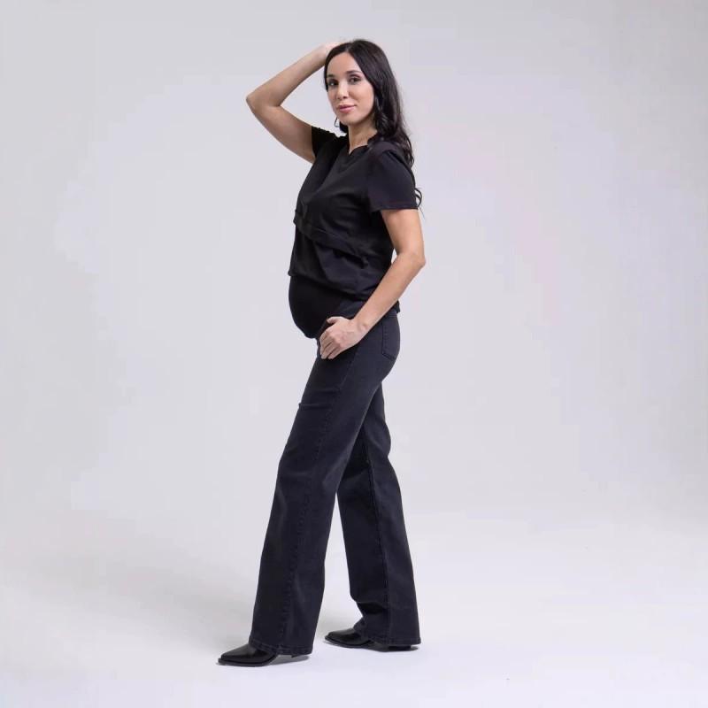 Maternity High Waist Jeans Loose Wide Leg Pants Slim Casual Wear
