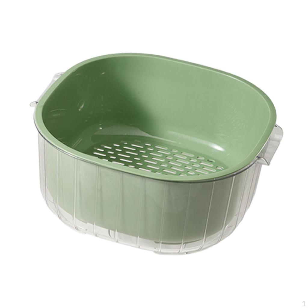 2 Layer Vegetable Washing Basket Kitchen Strainer Colander Bowl, in 1 Cleaning Drain