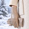 Rivet Beads Decoration Touch Screen Gloves Windproof Winter Women Gloves  Outdoor Cycling