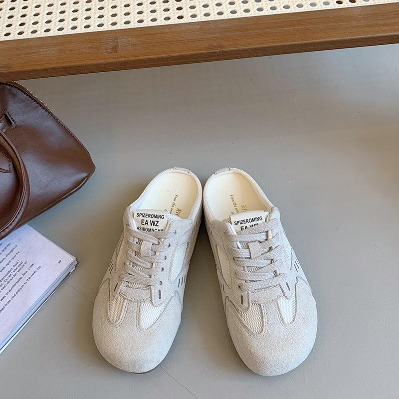 Inner Height Increase German Training Shoes Women's Bag Head Half Slippers Summer Wear 2025 Summer New Lazy One-pedal Women's Shoes