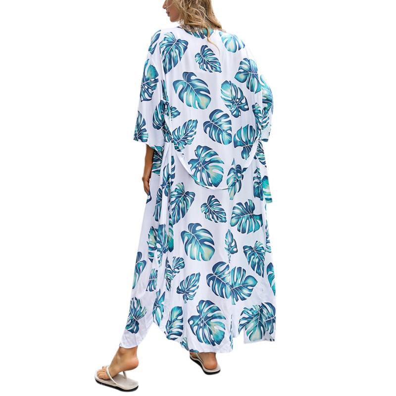 

Быстросохнущая блузка бикини с принтом листьев подорожника Пляжное платье Солнцезащитная рубашка