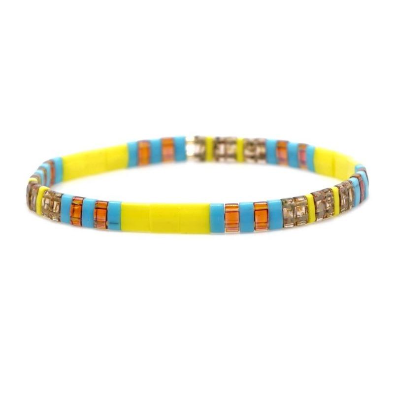 Meier Bohemian retro ethnic style women s beaded bracelet, multi-layer stacked Tila bead bracelet, elastic bracelet.