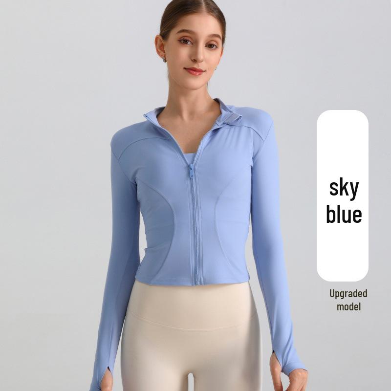 European & American Zipper Yoga Jacket - Quick-Drying, Slimming, Long Sleeve Fitness Top for Women