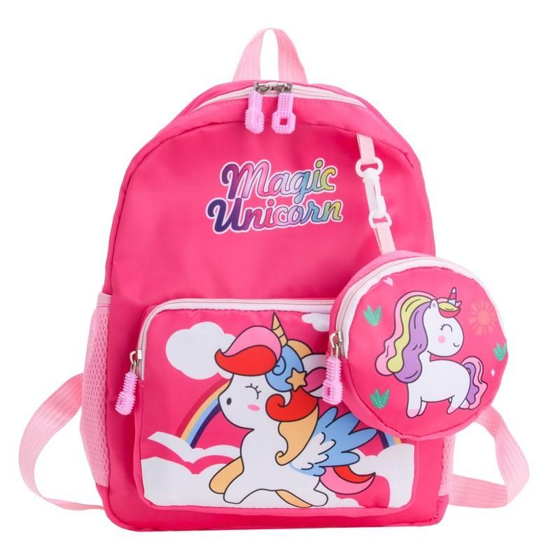 Cartoon Animal Unicorn Backpack Printed Nylon Versatile And Cute For Children