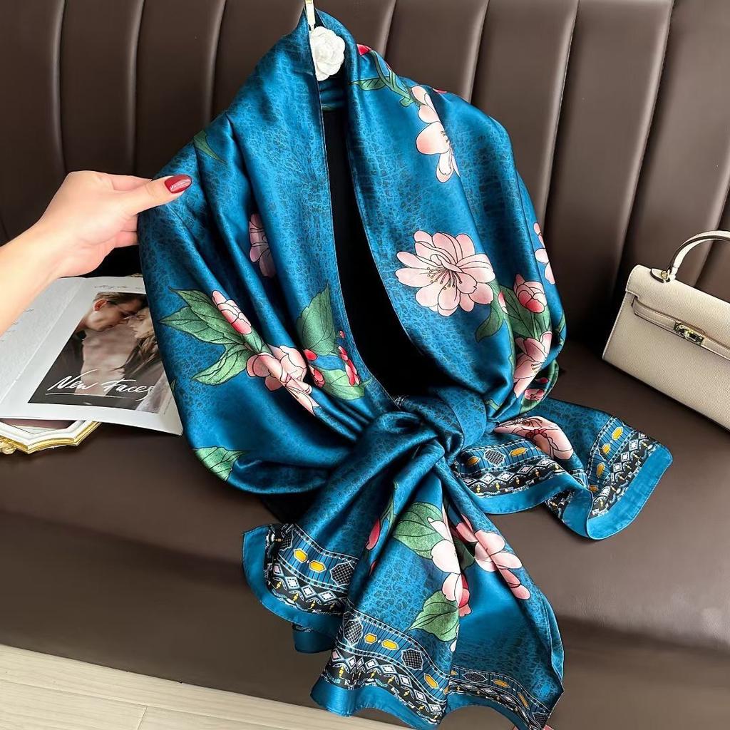 Hangzhou Silk Silk Scarf Autumn and Winter Shawl Two-purpose Thin Style Versatile Fashion New High-end High-end Exterior Matching