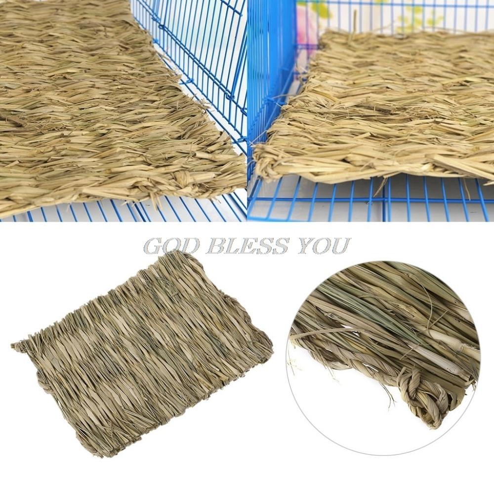 Für Kleintier Kaninchen Geflochtene Kaninchen Gras Kauspielzeug Matte Haustierkäfig Pad Grasmatte Hamster Schlafbett