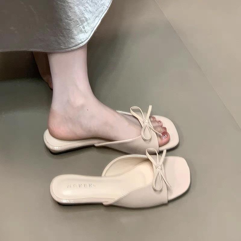 Gentle bow with cool slippers women's summer wear open toes with skirts temperament sandals