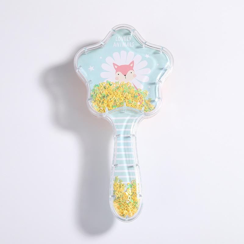 2023 New Cartoon Quicksand Comb with Glitter and Foam Hair Cushion Massage Comb for Cosmetic Styling