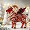 Ornament Agățat Capră Strălucitoare Model Plat Acrilic 2D Pandantiv Animal Farmec Oglindă Retrovizoare Mașină Ornament Brad de Crăciun