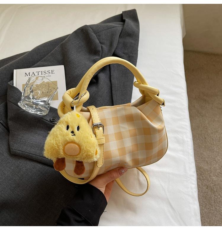 

Niche plaid portable dumpling bag women s 2025 new high-end versatile shoulder bag fashion commuter messenger bag жёлтый