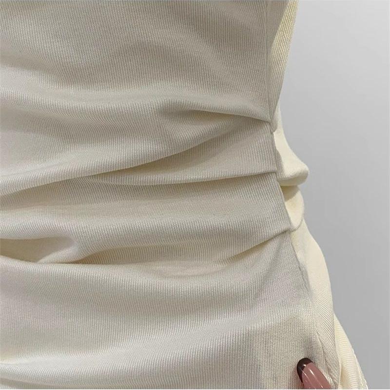 Sommer Reines Verlangen Ein Schulter Schwarz Kurzarm Damen T-Shirt Koreanischer Stil Schlankmachendes Top Freiliegende Schulter Modisch