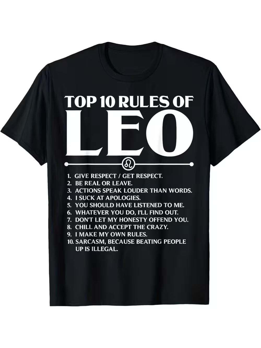 Men S Zodiac Lion T-Shirt - Top 10 Rules of Leo XL