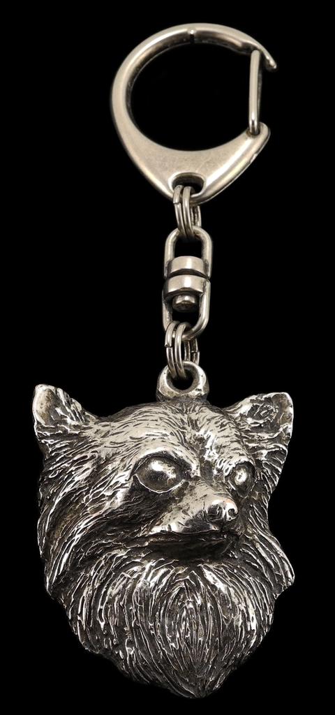 Chihuahua Long-haired - Silver-plated Key Ring with Dog, Handbag Decoration, Backpack Pendant by Art-Dog Brand