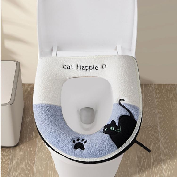 Warm Flannel Toilet Seat Cushion NonSlip Warm Padding Toilet Seat Cover Seat Protector for Home Bathroom Decoration