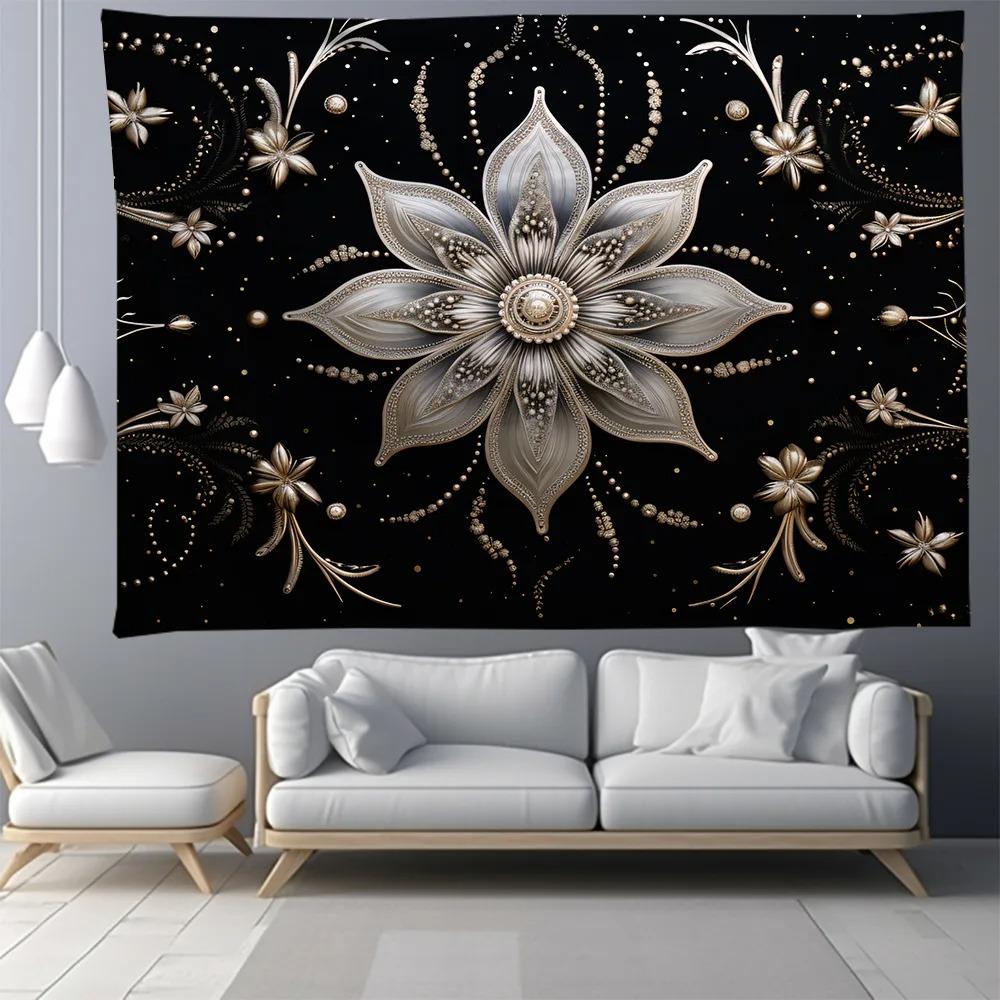 Black and White Tree Floral Pattern Bedroom Living Room Tapestry Home Wall Decoration Tapestry