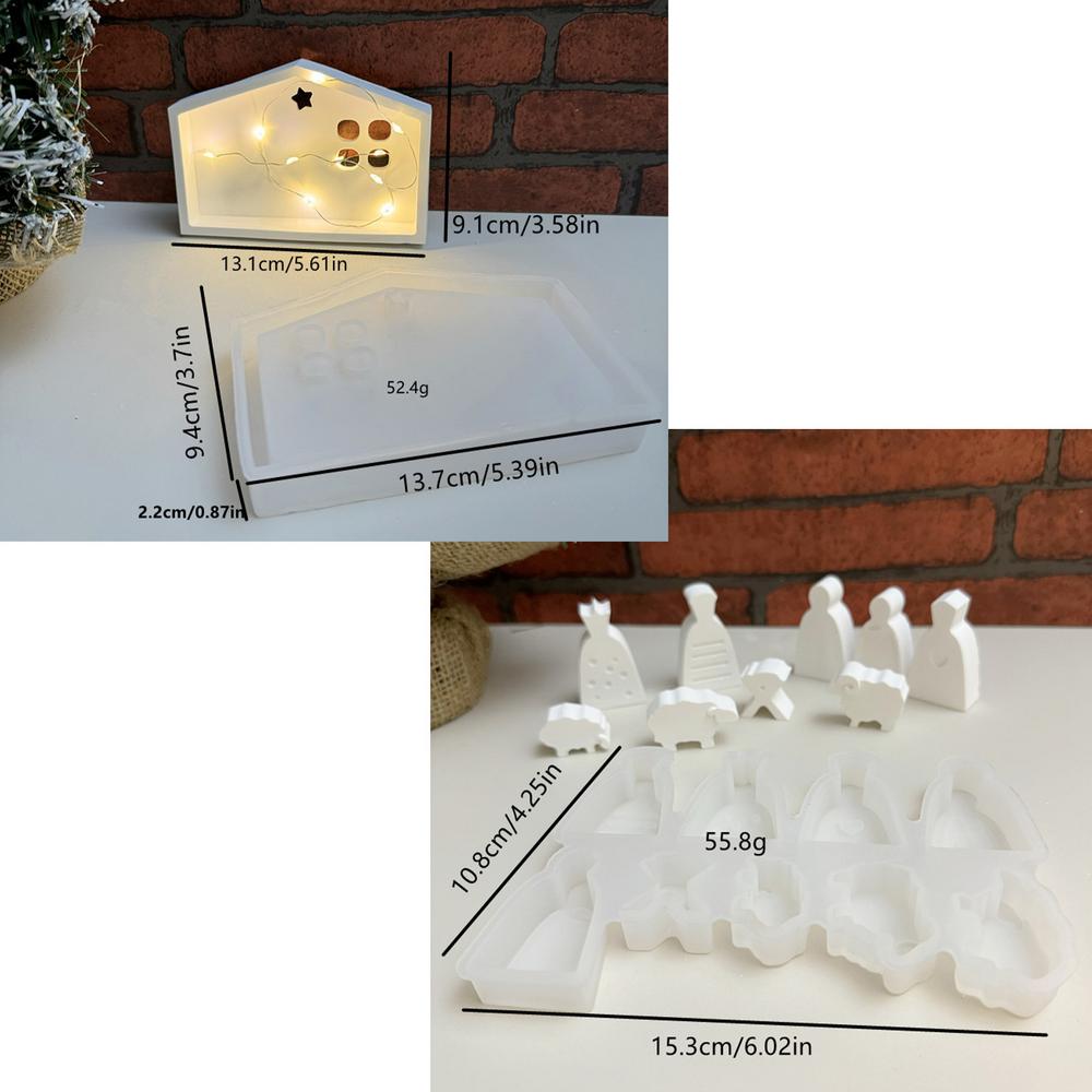 Nativity Scene Silicone Mold Jesus Template Christmas Silicone Molds For Plaster Clay Scented Candles Halloween New Year Crafts