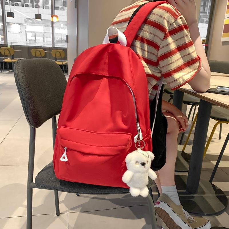 College Style Ins Simple Solid Color Student Schoolbag Spring and Summer New Large-capacity Backpack