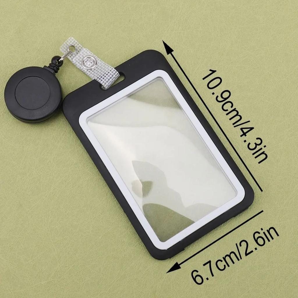 Retractable ID Card Holder Lanyard, Transparent Plastic Badge Reel Clip for Office Work ID Badges, Keychain, School Card