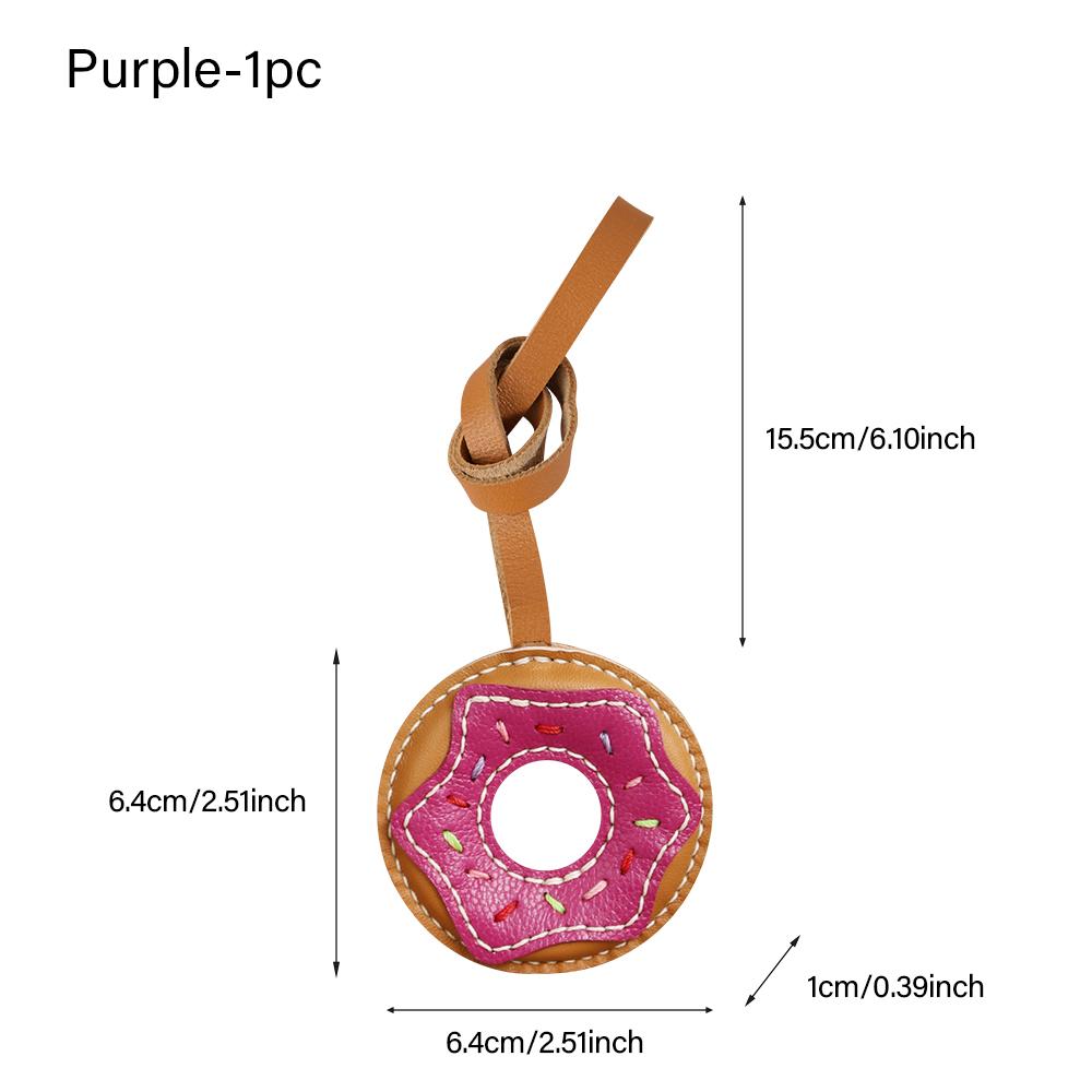CRAZYSMITH Handmade Donut Bag Pendant Genuine Leather Bag Keychain For Handbags Interesting Stylish Leather Bag Accessories