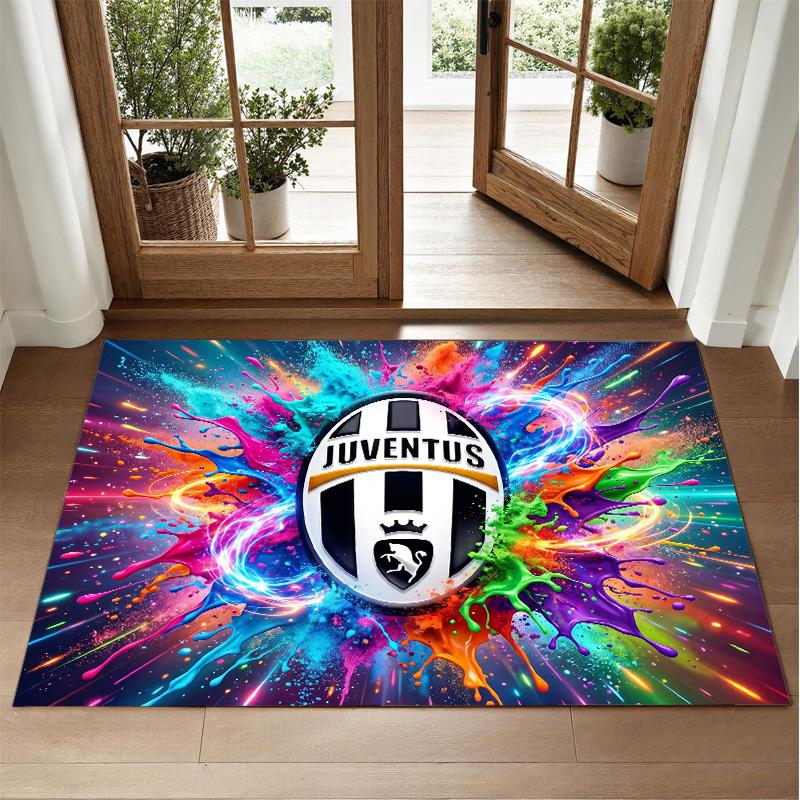 Juventus FC Design Crystal Velvet Rug Soft Decorative Mat for Bedroom Entrance