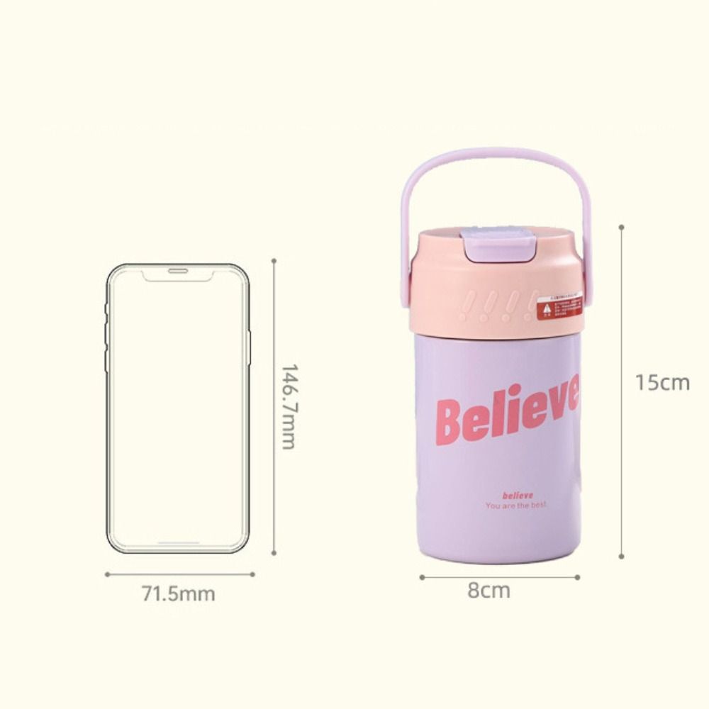 with Straw Handle Stainless Steel Thermos Mug Straw Thermal Water Bottle  Coffee Tea