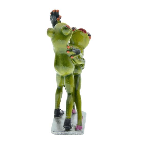 Waltzing Couple Frog Figurine Dancing Drinking Frog Statue Resin Animal Sculpture Home Office Indoor