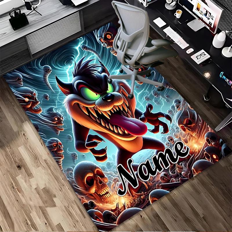 Custom Name Nightmare Cat Living Room Non-Slip Area Rug Soft Carpet for Bedroom Kids Playroom Sofa Office Home Decor Doormat