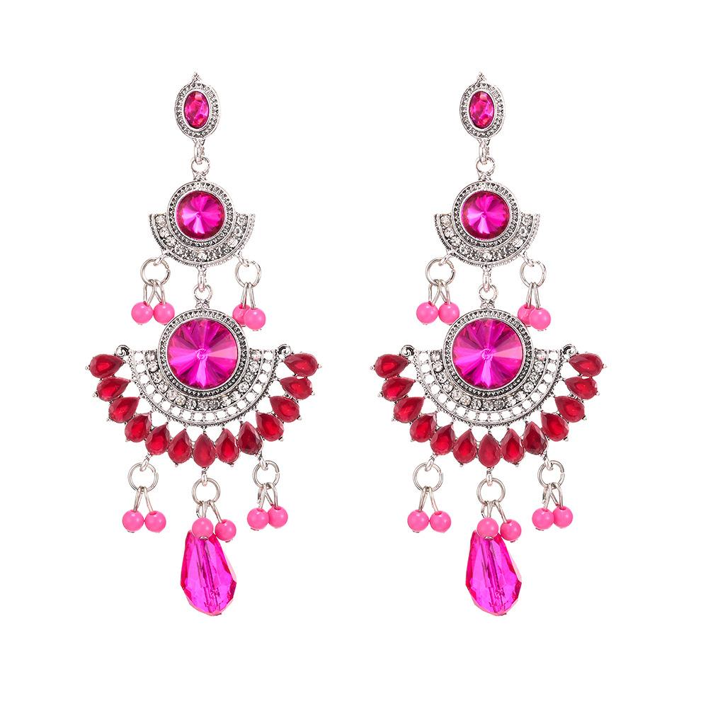 Retro Tassel Earrings Rhinestone Ear Drop Jewelry Ethnic Bride Accessories