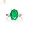 100% Sterlingové stříbro 925 10*14mm Oválný syntetický smaragd Svatbní prsteny pro ženy Vintage Zásnubní párty Jemné šperky