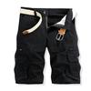 Men Cargo Shorts Mid-rise Button Zipper Closure Casual Shorts with Multi Pockets Solid Color