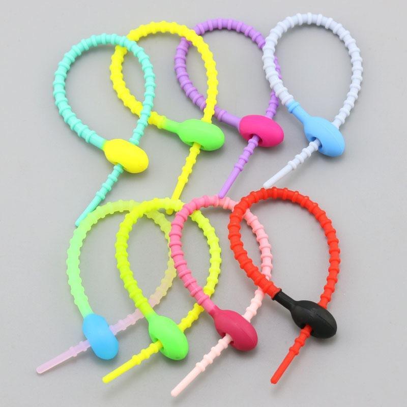 Silicone Reusable Cable Organizer Storage Bag Tie, Wire Management Zipper Tie, Multi-Functional Bag Clip, Organizer Clip Cable