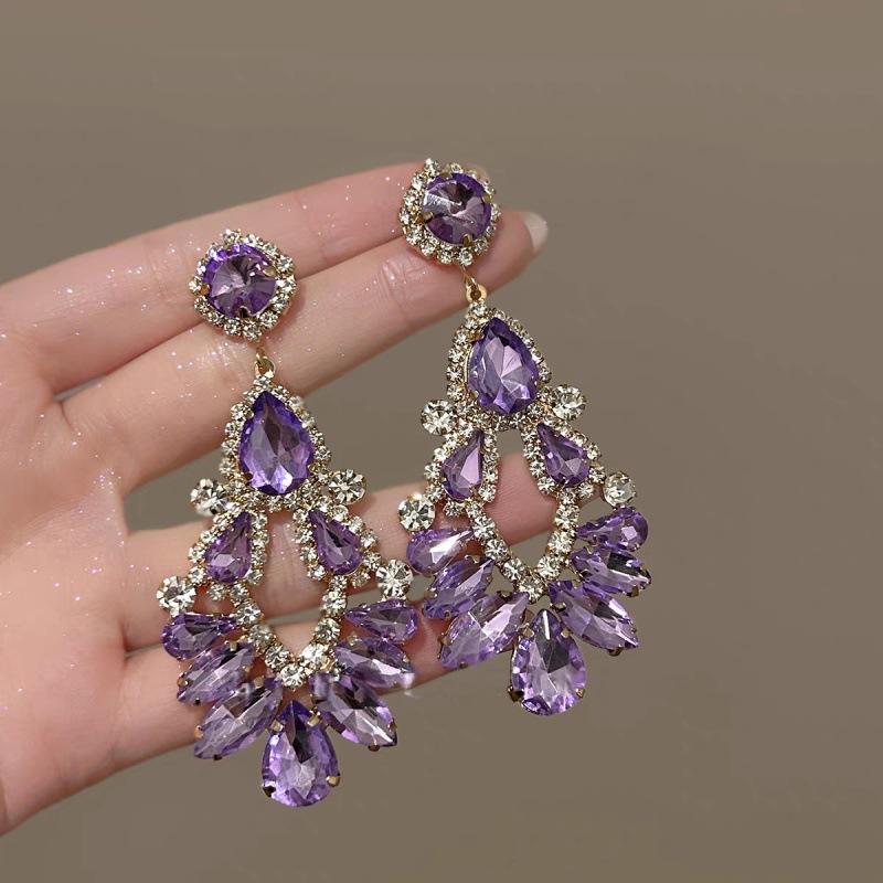 Exaggerated Personality Diamond-encrusted Hollow Water Drop Fringed Earrings Women's Court Style Light Luxury Versatile High-end Trendy Earrings