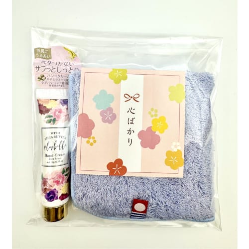 

A small, thoughtful gift to show your appreciation: Imabari Towel Handkerchief and Hand Cream Set (Blue, 1.4cm)