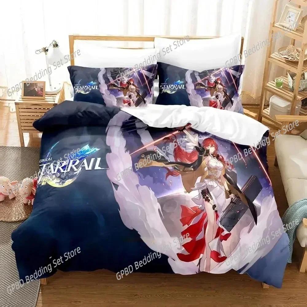Luxury New 3D Print Anime Honkai Star Rail Bedding Set Duvet Cover Bed Set Quilt Cover Pillowcase Queen Adult Bedding Set