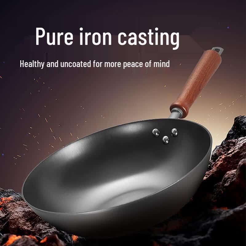 COOKER KING Cast Iron Wok, Rust-Resistant, 30cm