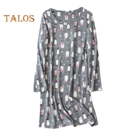 

Весна Осень Женская Ночная Рубашка Круглый Вырез Мультяшный Принт Длинные Рукава Свободный Пуловер Ночная Рубашка Пижамы Для Мамы Дочери S Penguin