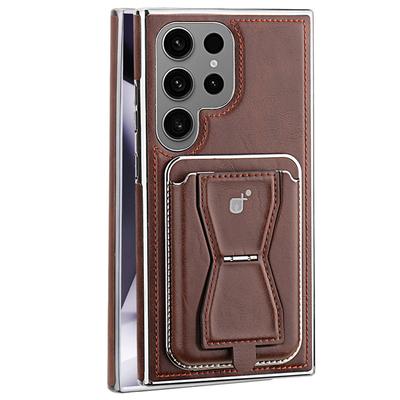 Galaxy23plus Business Herren Lederhülle mit magnetischem Laden für Samsung S24Ultra Handyhülle und Kartenhalter