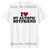 Unisex I Heart Love My Autistic Boyfriend Girlfriend Women T Shirt Funny Birthday Gift Tee Tops Unisex Custom Women T-shirts