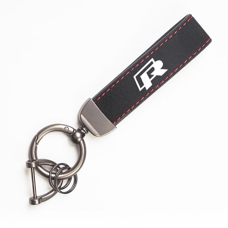 OPQ1 Car Tire Wheel Valve Caps Cover Suede Car Key Chain Ring Keychain For VW GTI Polo Golf Passat Tiguan Arteon Jetta Beetle T-ROC