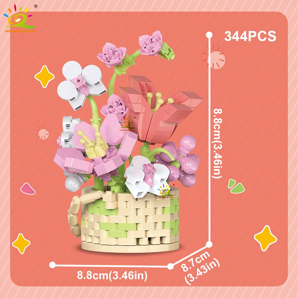 Flower Pot Micro Construction Block DO IT YOURSELF Rose Sunflower MOC Bouquet Mini Diamond Model Brick Toy Ideal for Kids Desk Decoration