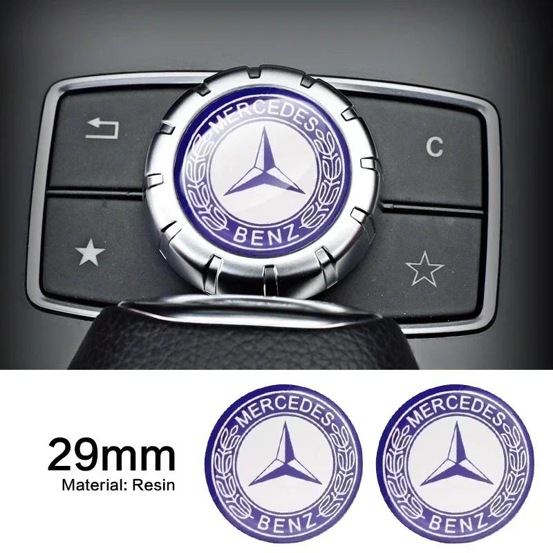 2025 For Mercedes-Benz 1pcs 29mm Car Small Media Control Sticker For Mercedes Benz A C E R M class CLA GLA  AMG W204 W210 W124 W