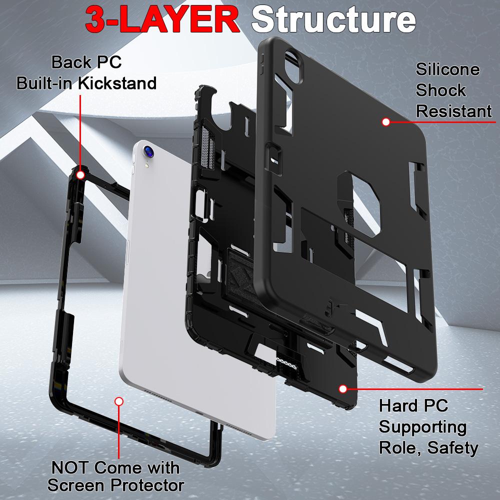 For iPad (2025)/iPad 10.9 (2022) Case Silicone+PC Kickstand Tablet Cover with Pencil Holder