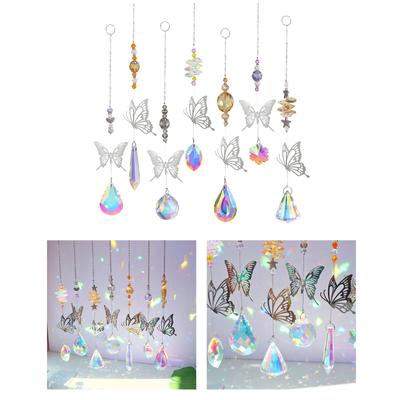 Crystal Chain Decoration Crystals Sun Catchers Vibrant Ornament for Window Home Garden Butterfly Life Trees Decorations