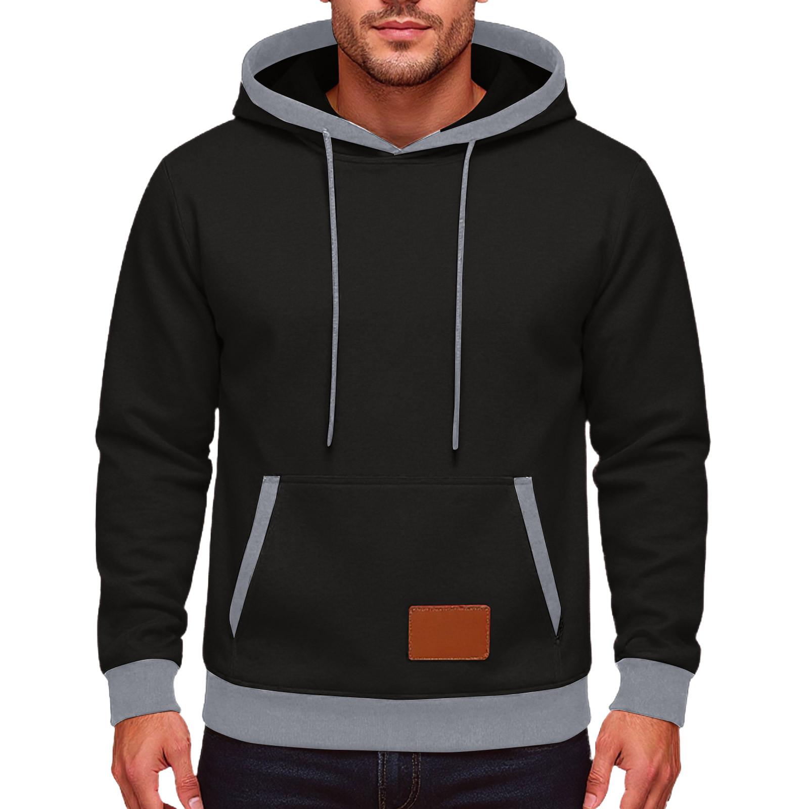 

Спортивный костюм с капюшоном, унисекс, одежда для бега, пуловер с длинными рукавами, толстовка с капюшоном S чёрный